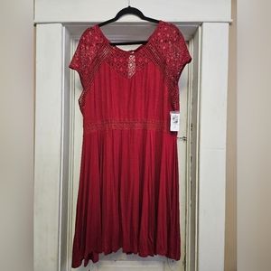 Torrid Red cotton dress, tea len, cap sleeves